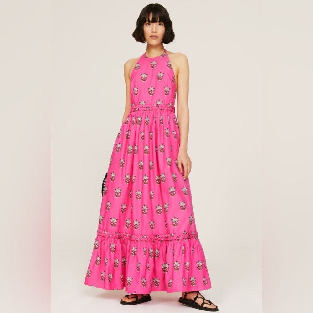 Rhode Salena Pink Floral Halter Maxi Dress